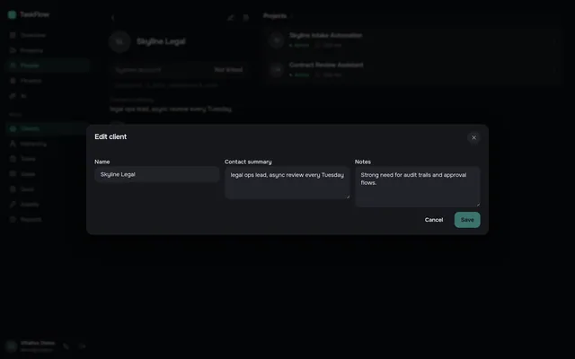 Contacts and working notes